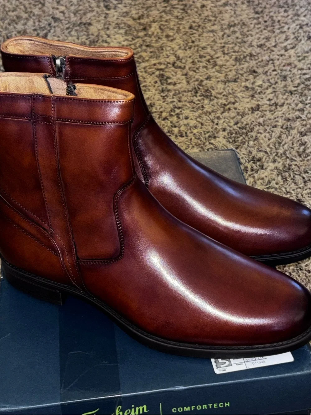 Florsheim Mens Size 9 D Leather Center Plain Toe Boot Dress Shoes 11826-221